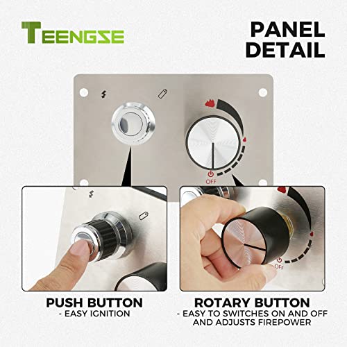 TEENGSE Fire Pit Gas Burner Spark Ignition Kit Indoor Outdoor Flame Fail Safe Valve, Gas Control Kit Push Button Ignition Upgrade Rotary Button Control Valve Integrated Stainless Steel Control Panel - Image 3