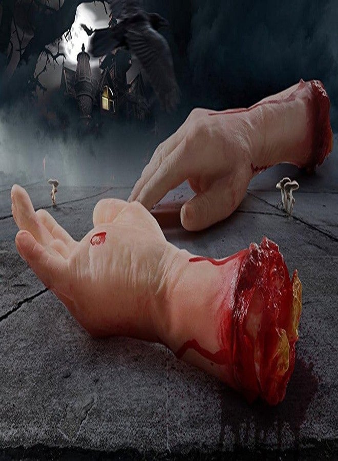 AOBOR Halloween Decoration Haunted House Scary Fake Bloody Broken Severed Hand Body Prank Party Props (Hands) - Image 3