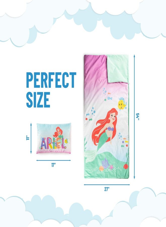 Jay Franco Kids Slumber Bag and Pillow - 54 x 27 Inch Comfy Indoor Sleeping Bag for School and Sleepovers, 2 Piece Set, Multi - The Little Mermaid - Image 2