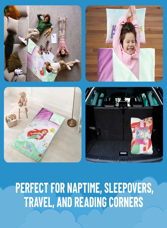 Jay Franco Kids Slumber Bag and Pillow - 54 x 27 Inch Comfy Indoor Sleeping Bag for School and Sleepovers, 2 Piece Set, Multi - The Little Mermaid - Image 5