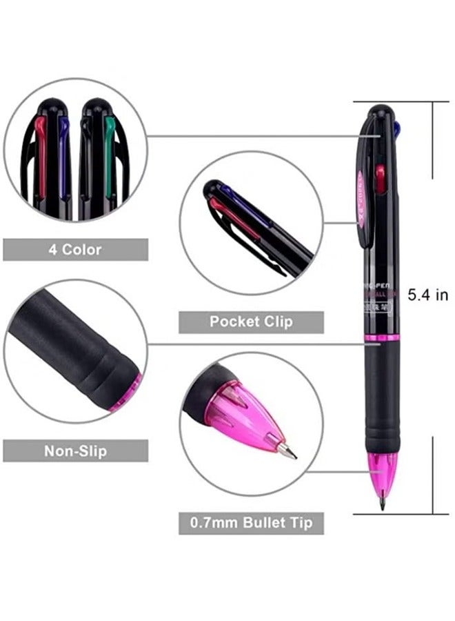 12 Pcs Multicolor Ballpoint Pens 4 in 1 Retractable Ballpoint Pens 4 Colors Gel Ink Ball Point Pen for Office School Teachers Nurses Students Children Gift 0.7 mm（Black/Blue/Red/Green） - Image 2