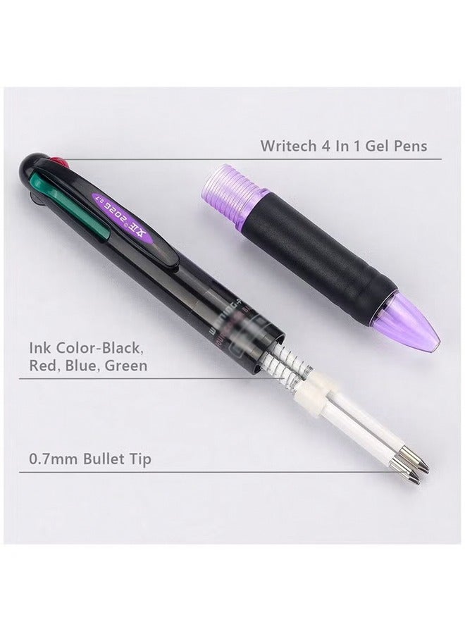 12 Pcs Multicolor Ballpoint Pens 4 in 1 Retractable Ballpoint Pens 4 Colors Gel Ink Ball Point Pen for Office School Teachers Nurses Students Children Gift 0.7 mm（Black/Blue/Red/Green） - Image 4