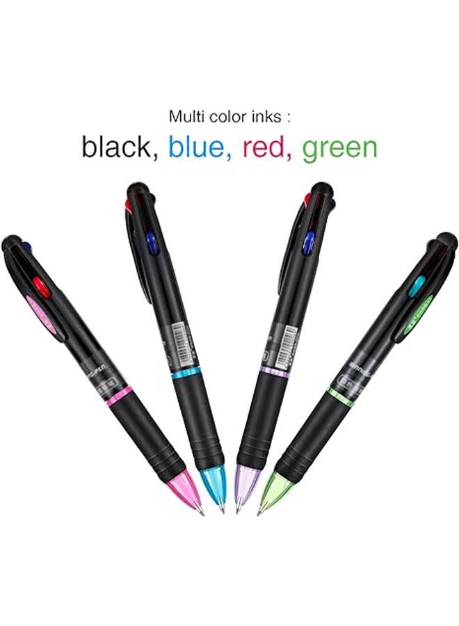 12 Pcs Multicolor Ballpoint Pens 4 in 1 Retractable Ballpoint Pens 4 Colors Gel Ink Ball Point Pen for Office School Teachers Nurses Students Children Gift 0.7 mm（Black/Blue/Red/Green） - Image 3