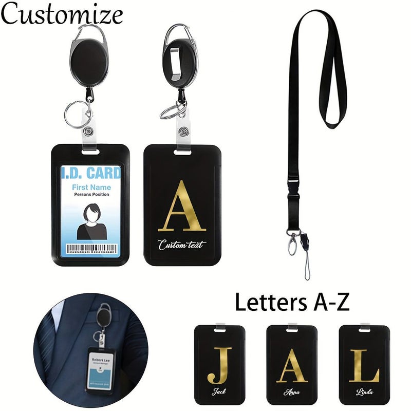 Custom Plastic Name Badge With Retractable Keychain Black Employee Holder Protector Durable Security Accessory Diy Option Lanyard Clasp Id Holder - Image 3