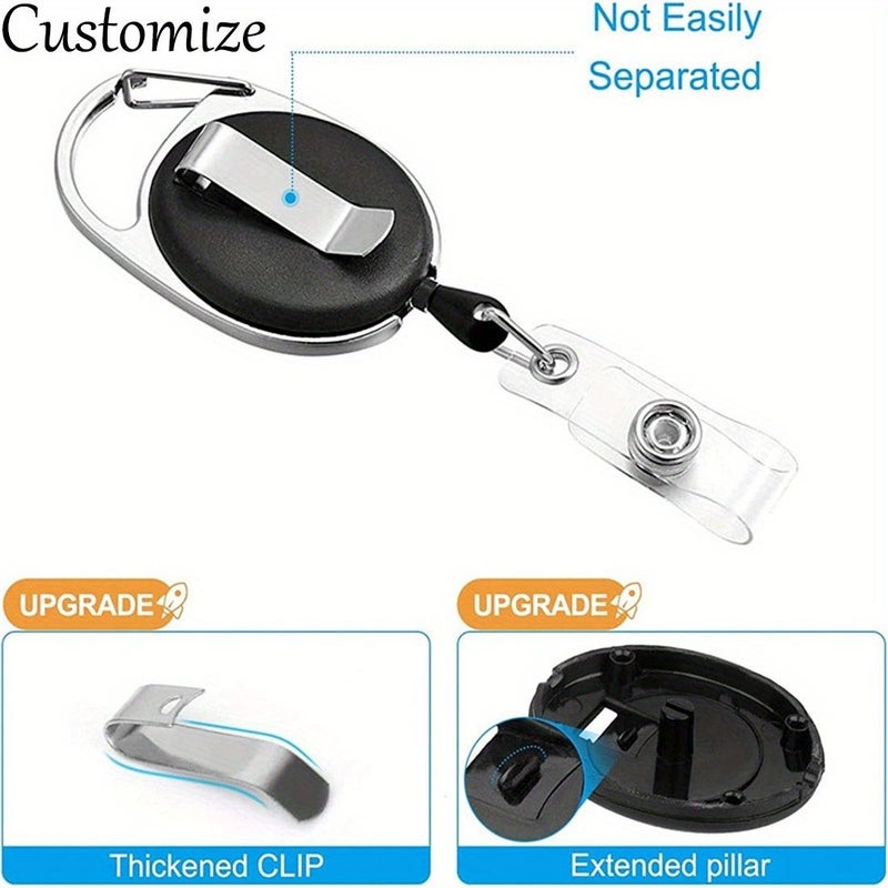Custom Plastic Name Badge With Retractable Keychain Black Employee Holder Protector Durable Security Accessory Diy Option Lanyard Clasp Id Holder - Image 5