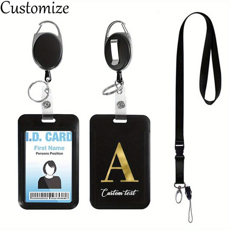 Custom Plastic Name Badge With Retractable Keychain Black Employee Holder Protector Durable Security Accessory Diy Option Lanyard Clasp Id Holder - Image 4
