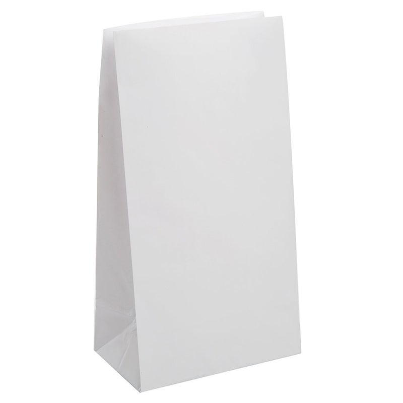 Unique Party White Paper Party Bags, Pack of 12 - Best for Any Occasion, Eco-Friendly and Stylish Alternative to Plastic, Perfect for Gifts and Treats - Image 1
