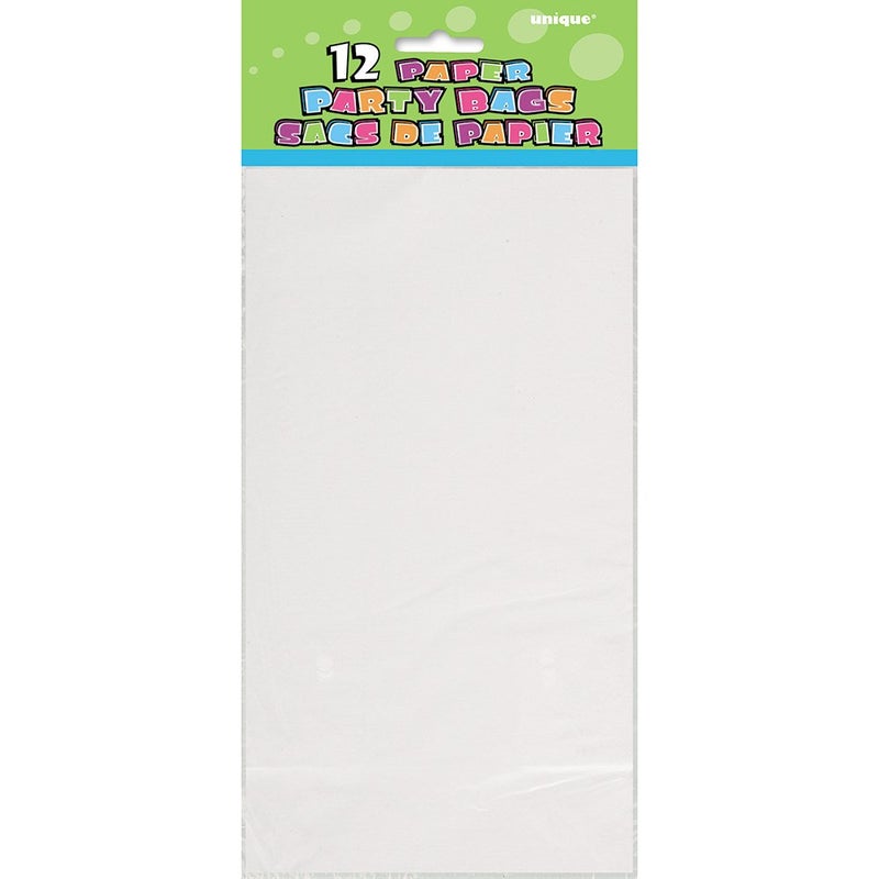 Unique Party White Paper Party Bags, Pack of 12 - Best for Any Occasion, Eco-Friendly and Stylish Alternative to Plastic, Perfect for Gifts and Treats - Image 2