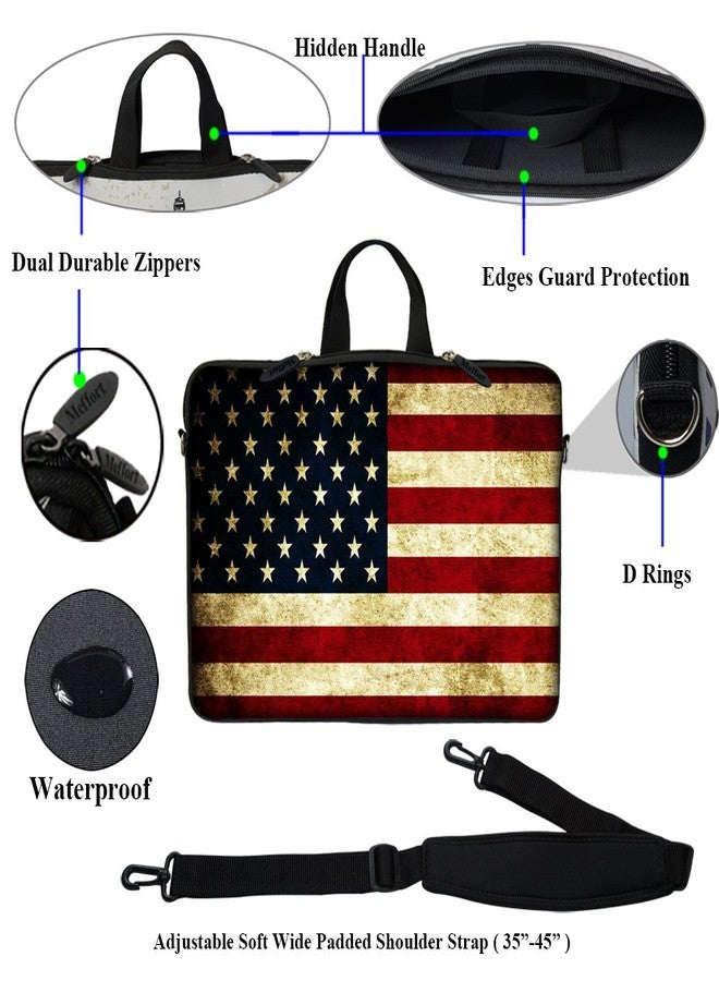 Meffort Inc 15 15.6 inch Neoprene Laptop Sleeve Bag Carrying Case with Hidden Handle and Adjustable Shoulder Strap - USA Flag - Image 2