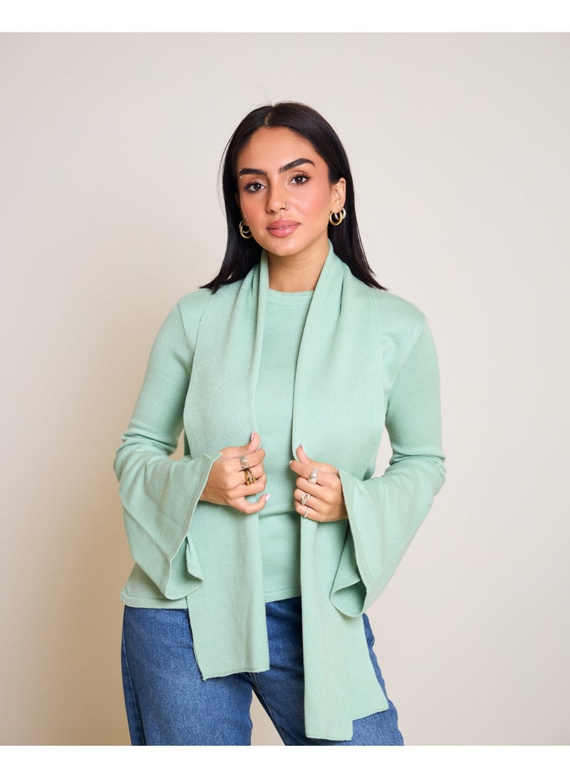 Dresscode Scarved Knitted Mint Top - Image 5