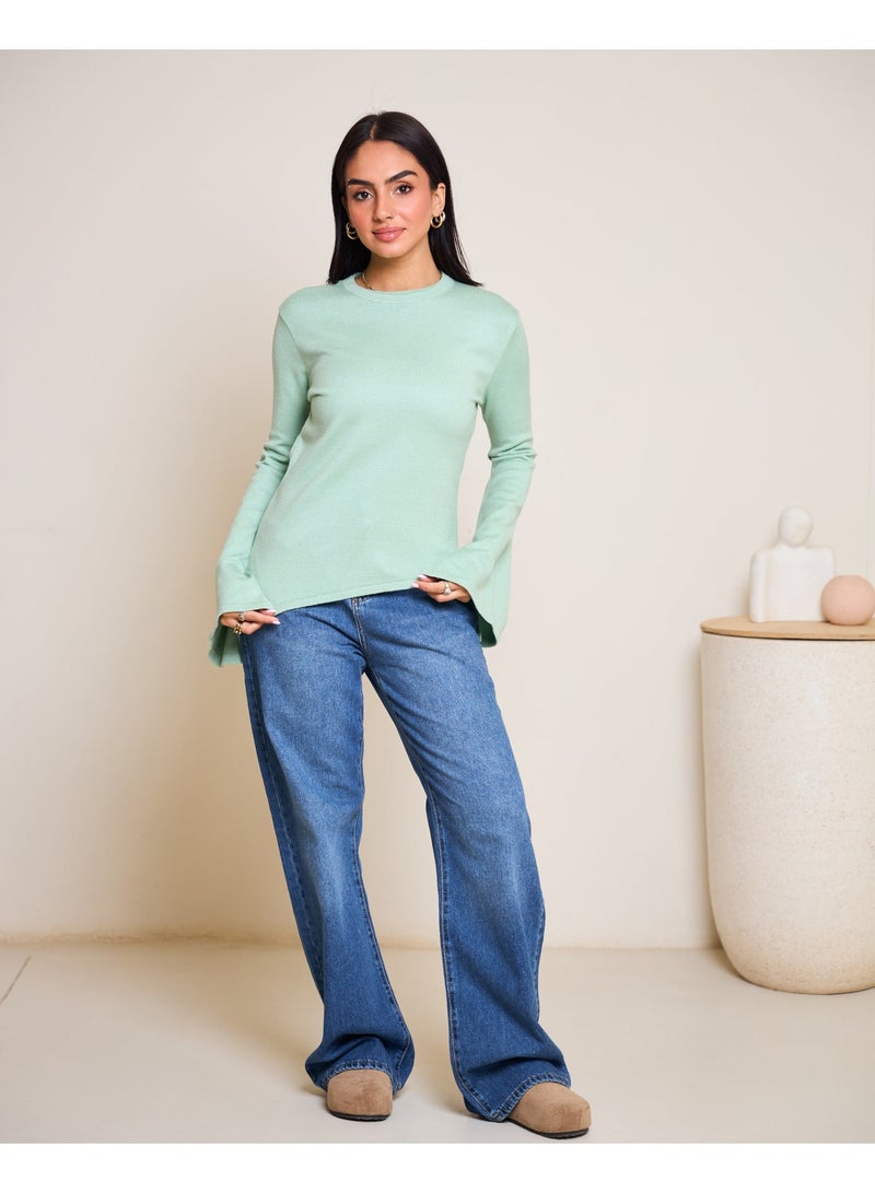 Dresscode Scarved Knitted Mint Top - Image 2