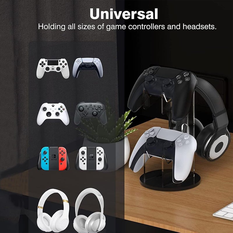 LinJie Dual Controller Holder and Headset,Gaming Accessories,Stand for PS4 PS5 Xbox ONE Switch,Controller Holder Headset Stand Gaming Accessories, Build Your Game Fortresses - Image 2