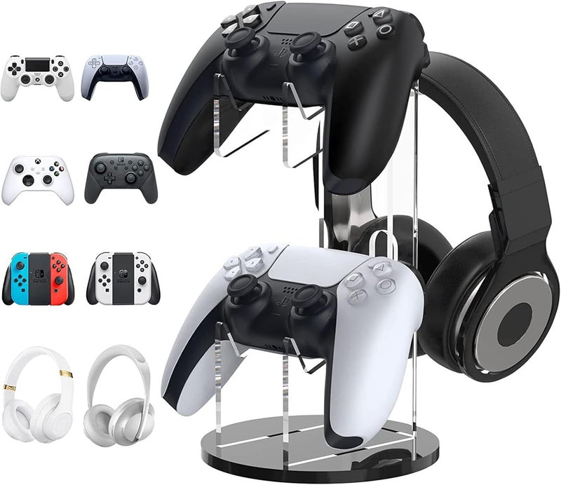 LinJie Dual Controller Holder and Headset,Gaming Accessories,Stand for PS4 PS5 Xbox ONE Switch,Controller Holder Headset Stand Gaming Accessories, Build Your Game Fortresses - Image 1