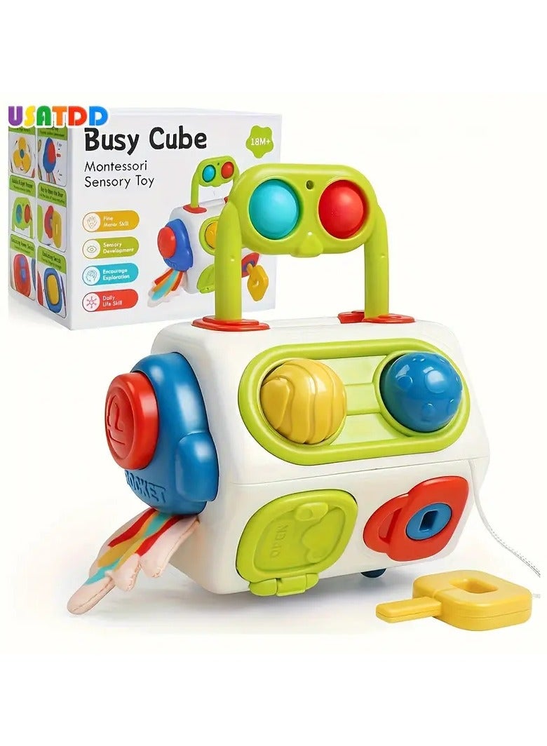 عام ألعاب مونتيسوري الحسية، لعبة مكعب للنشاطات أثناء السفر، ألعاب للطائرات والسيارات تعليمية للتعلم المبكر، هدية عيد ميلاد للاعتراف بالأشكال وتحسين المهارات الحركية الدقيقة - Image 1