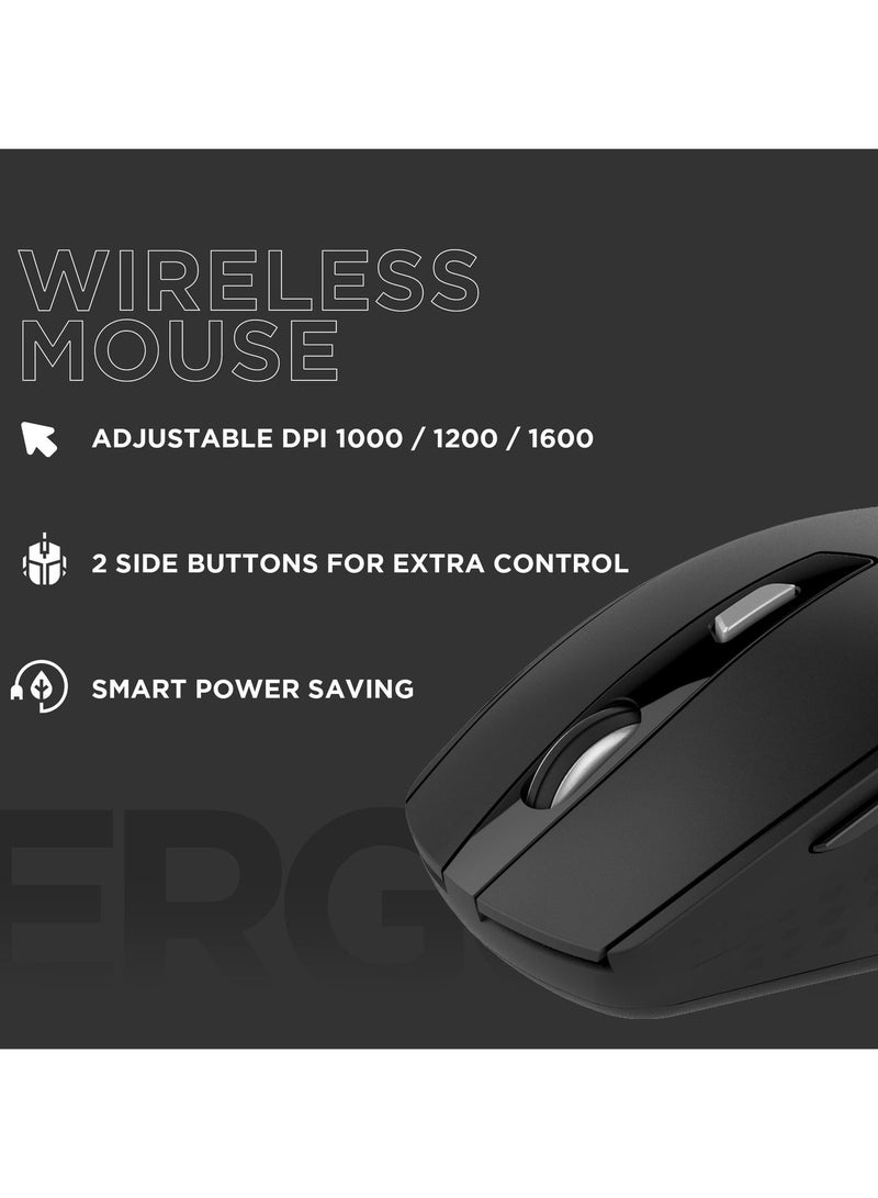 Volkano Chrome Serie, 2.4GHz wireless,1000/1200/1600 DPI Reso, Key Number 6, With on/off switch,USB Nano receiver, Support Windows 7/8/10/11Maclutions, Operating range up to10 meters, Black - Image 2