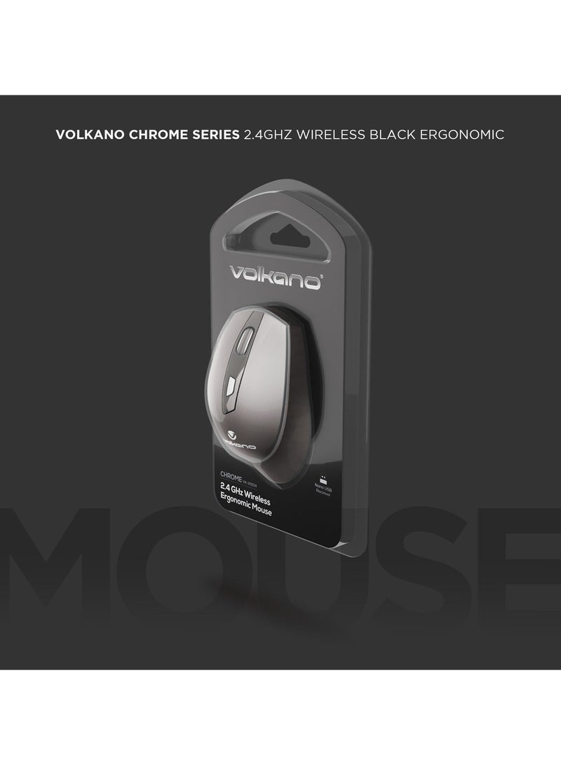 Volkano Chrome Serie, 2.4GHz wireless,1000/1200/1600 DPI Reso, Key Number 6, With on/off switch,USB Nano receiver, Support Windows 7/8/10/11Maclutions, Operating range up to10 meters, Black - Image 4