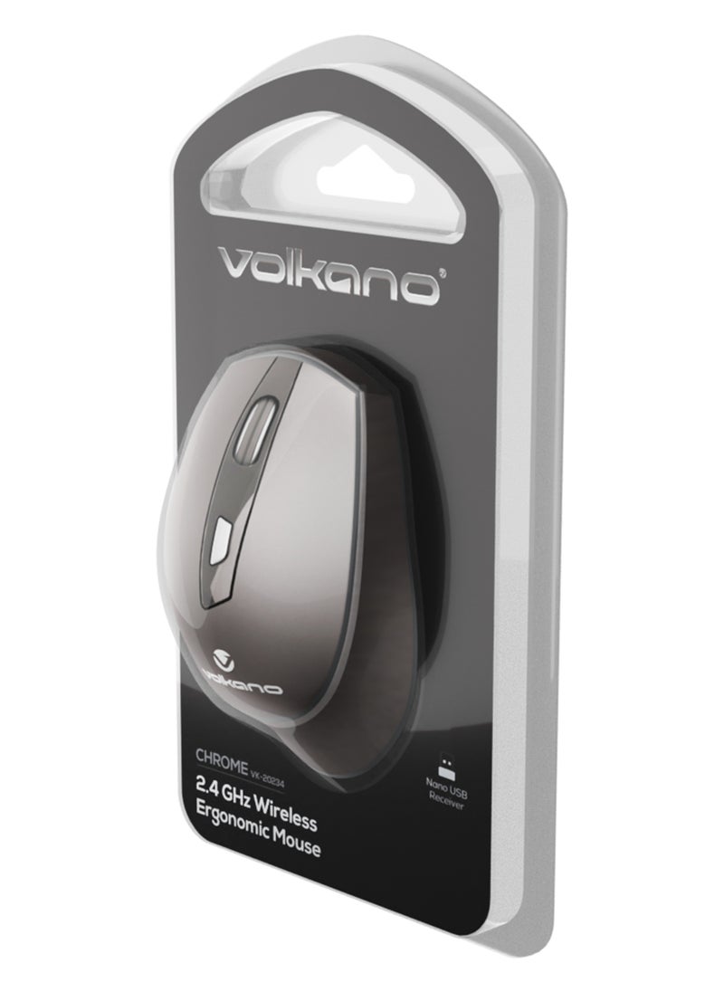 Volkano - Volkano Chrome Serie, 2.4GHz wireless,1000/1200/1600 DPI Reso, Key Number 6, With on/off switch,USB Nano receiver, Support Windows 7/8/10/11Maclutions, Operating range up to10 meters, Black - Image 1