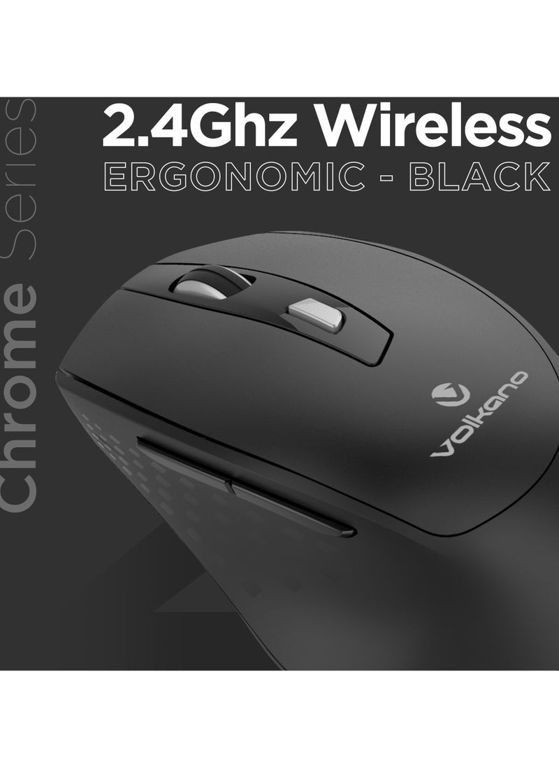 Volkano - Volkano Chrome Serie, 2.4GHz wireless,1000/1200/1600 DPI Reso, Key Number 6, With on/off switch,USB Nano receiver, Support Windows 7/8/10/11Maclutions, Operating range up to10 meters, Black - Image 1