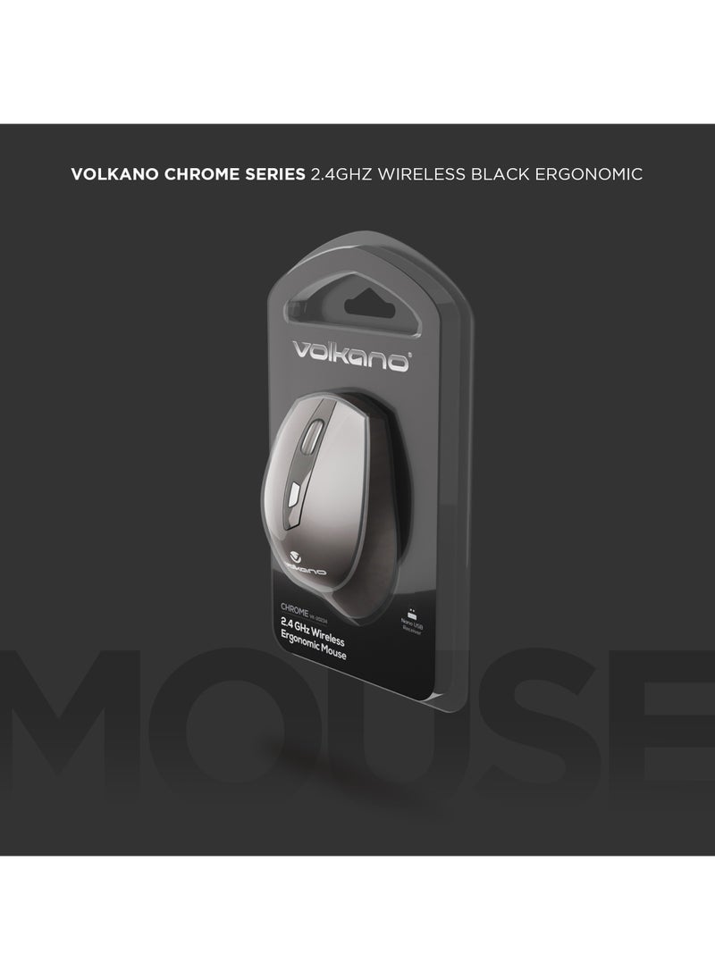 Volkano - Volkano Chrome Serie, 2.4GHz wireless,1000/1200/1600 DPI Reso, Key Number 6, With on/off switch,USB Nano receiver, Support Windows 7/8/10/11Maclutions, Operating range up to10 meters, Black - Image 1