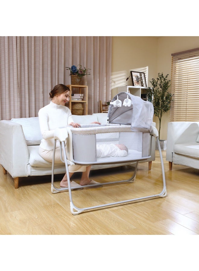ماستيلا سرير أطفال كهربائي 4 في 1 بموسيقى من ماستيلا، سرير أطفال متارجح بجانب السرير، سرير أطفال سهل التجميع لحديثي الولادة/الرضع - Image 1