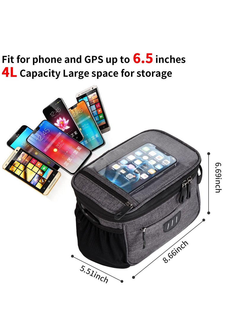 KASTWAVE - KASTWAVE Bike Handlebar Bag, Front Frame Bag, Large Bicycle Front Storage Pouch Bag, 6.5 inch Transparent Pouch with Shoulder Strapfor Road Mountain Bike Cycling Travel (Black) - Image 1