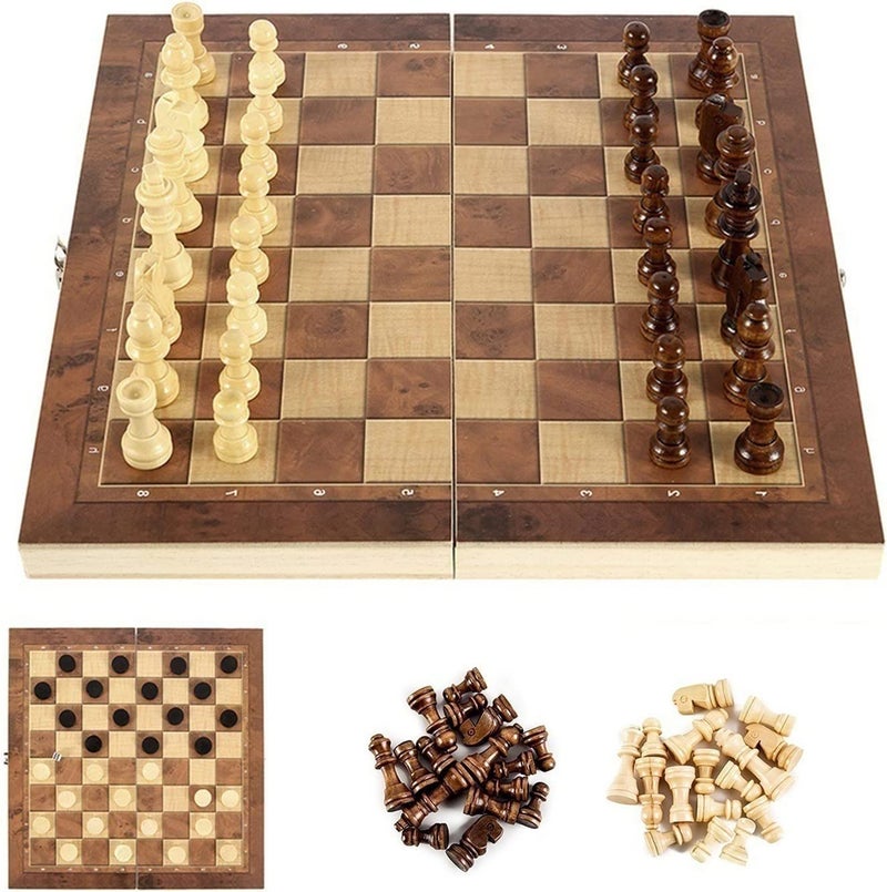 Serveuttam�? Chess Board Set Wooden 12 Inches - Professional Chess Board for Compatition Games| Chess Set Large with Wooden Pieces | Foldable Chess Set (12 Inches, Brown & White (Grey)) - Image 3