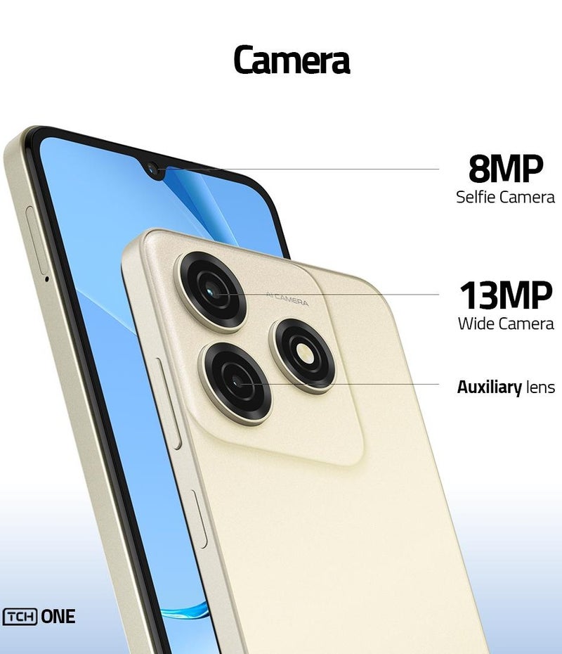 TCH ONE SMARTPHONE BEIGE 4GB RAM 128GB ROM (UAE Version)- with transperent covers in BOX - Image 2