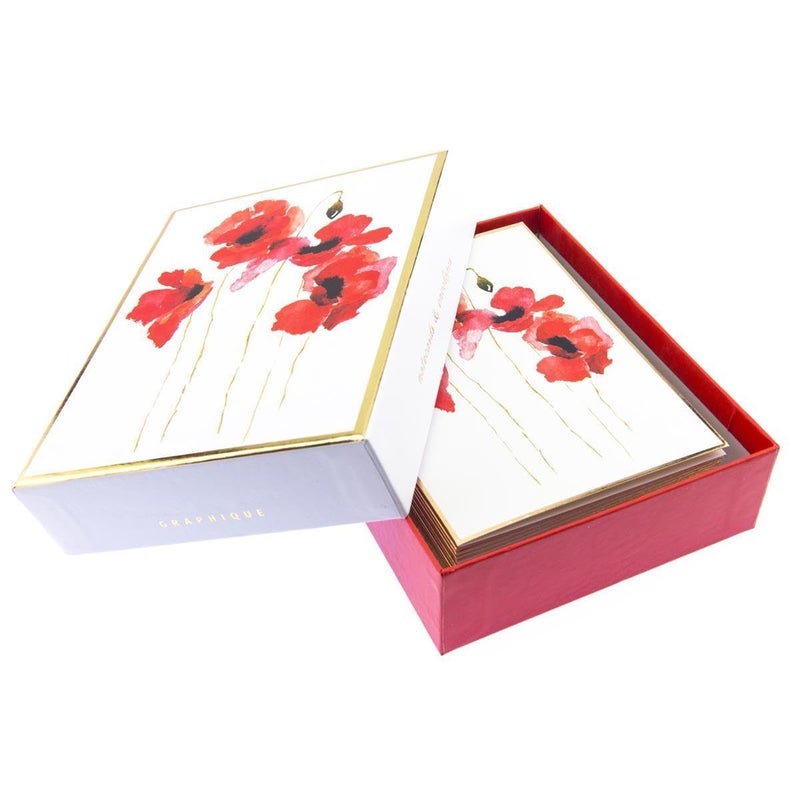 Graphique Watercolor Flowers Greeting Cards | 20 Pack | All Occasion Blank Note Cards with Envelopes | 4 Assorted Floral Designs with Gold Foil Borders | Boxed Set for Personalized Notes | 4.25" x 6" - Image 2