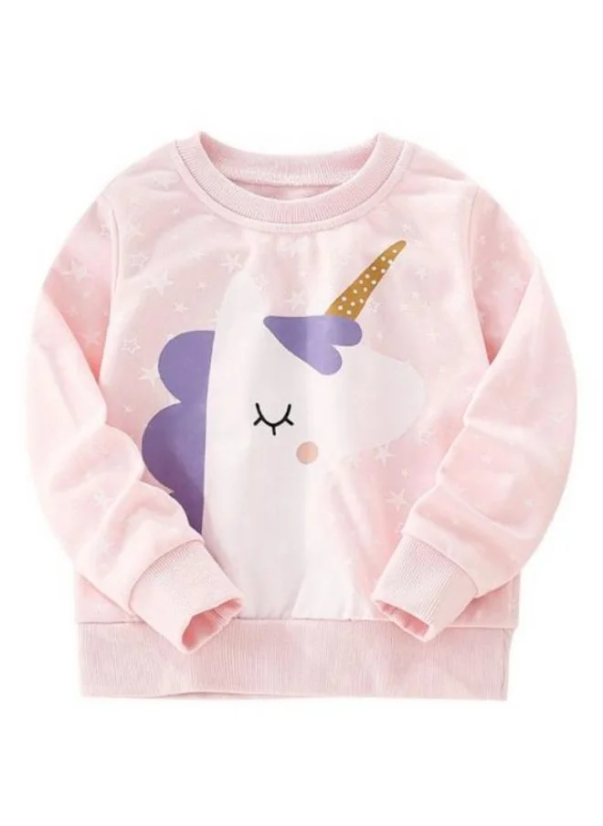 YUNIQEE Pink Printed Long Sleeve Crew Neck T-Shirt
