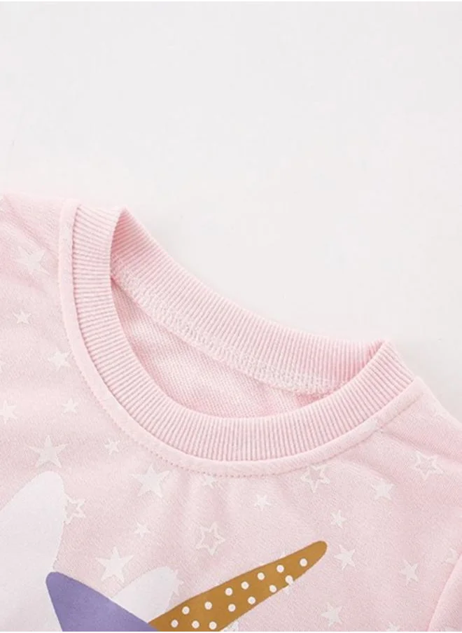 YUNIQEE Pink Printed Long Sleeve Crew Neck T-Shirt