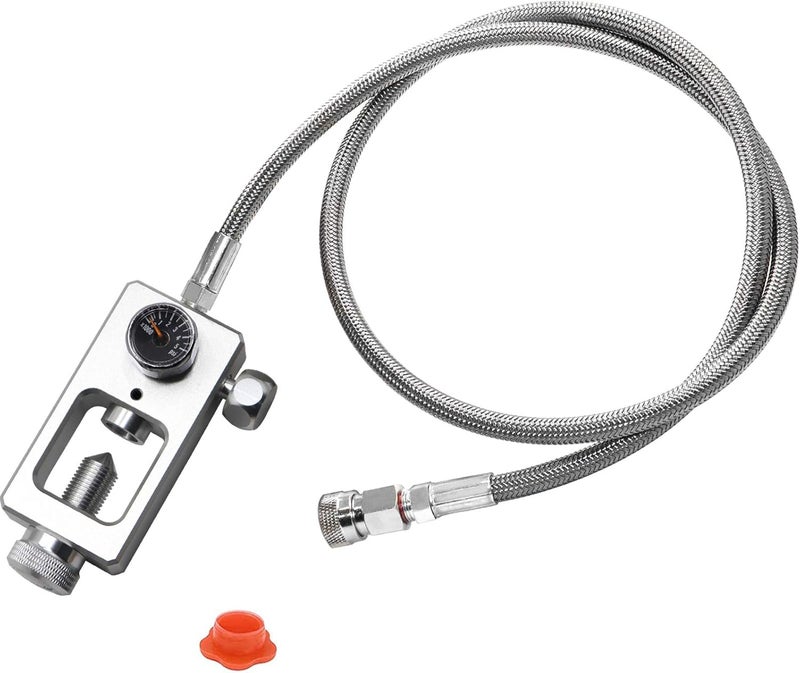 SUMNEW DIN Valve Adapter for Diving, Paintball Fill Station with Underwater Function, PCP Tank Connector for Diving, HPA Tank Filler, Pressure Up to 4500 psi, 36" Metal Braided Hose, Silver - Image 1