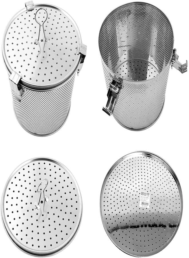 ZEESOON Commercial Grade Genuine Stainless Steel Perforated Tall Strainer, One Touch Lock System, Restaurant & Home Use (Large, D3.9" X H6.9") - Image 4