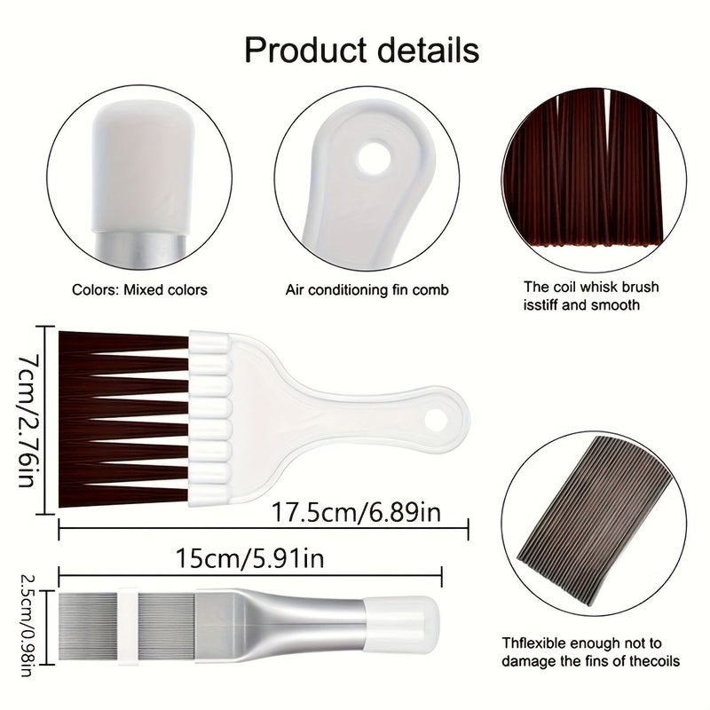 2pcs Stainless Steel And Plastic Brushes For Air Conditioning Cleaning Summer Professional Brush Set Reusable Tool - Image 3