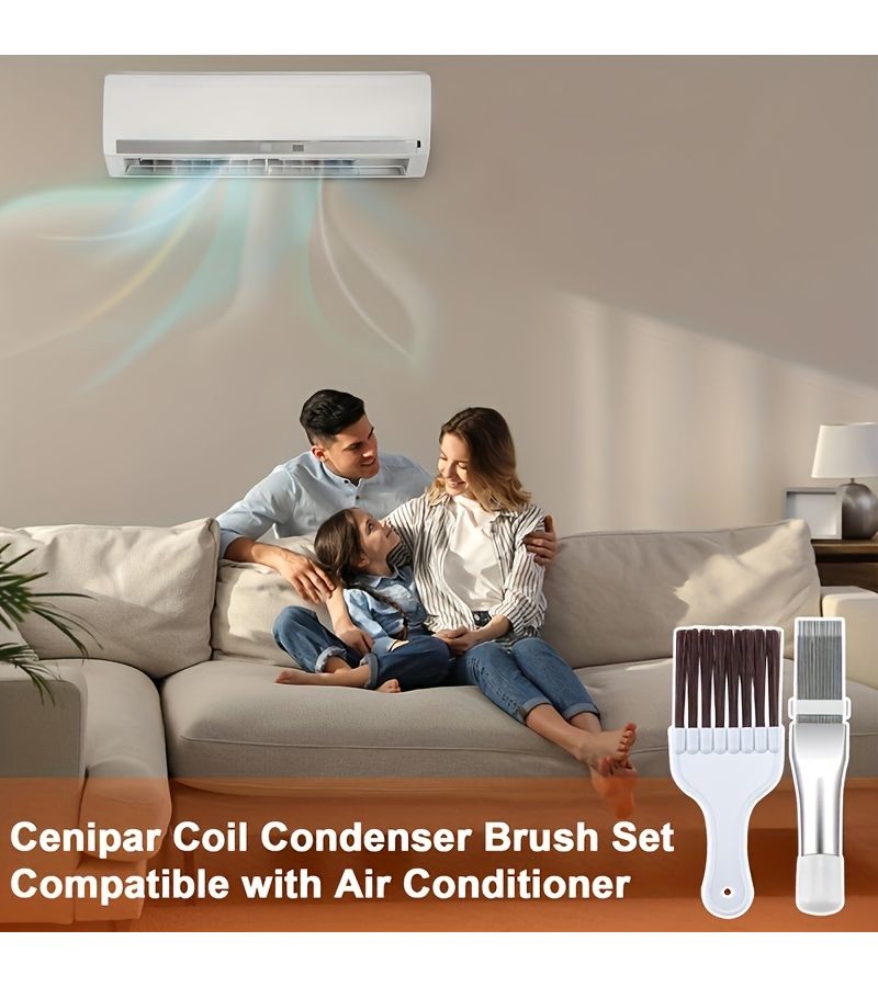 2pcs Stainless Steel And Plastic Brushes For Air Conditioning Cleaning Summer Professional Brush Set Reusable Tool - Image 2