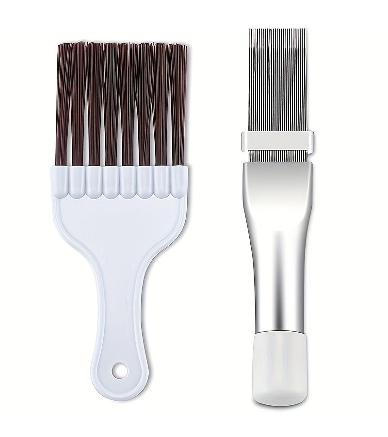 2pcs Stainless Steel And Plastic Brushes For Air Conditioning Cleaning Summer Professional Brush Set Reusable Tool - Image 1