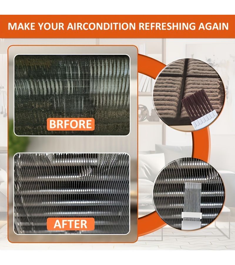 2pcs Stainless Steel And Plastic Brushes For Air Conditioning Cleaning Summer Professional Brush Set Reusable Tool - Image 5