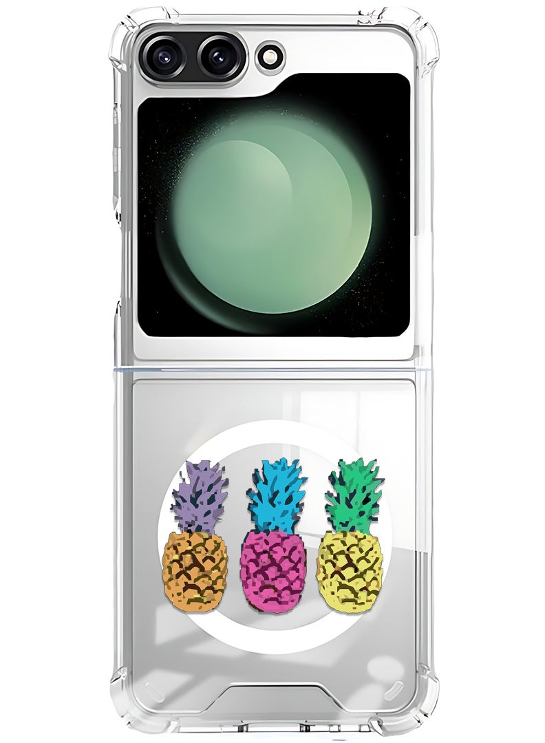 Theodor Magnetic Case for Samsung Galaxy Z Flip 5 Compatible with MagSafe Wireless Charging, Shockproof Phone Bumper Cover pineapple - Image 1