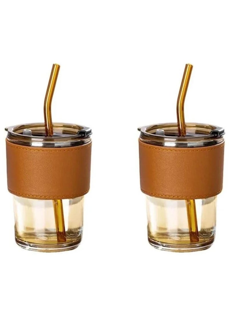 Generic - Thermal Mug with Lid and Glass Straw 1 Pieces - multicolor - Image 1