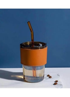 Thermal Mug with Lid and Glass Straw 1 Pieces - multicolor