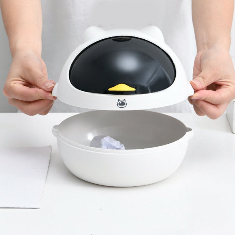 Mini Desktop Garbage Bin Cat Shaped Sturdy Plastic Compact Decorative Small Trash Can - Stylish Space Elevating Cute Office Accessory for Office Dorm Room Bedroom - Image 5