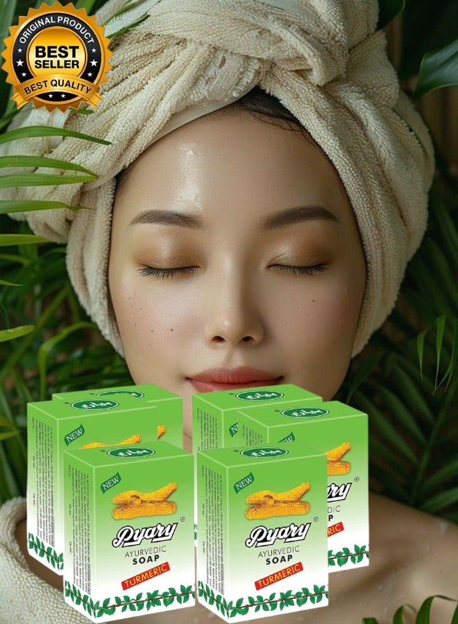 Pyary 6 Pieces Ayurvedic Turmeric Soap 75gram - Image 1