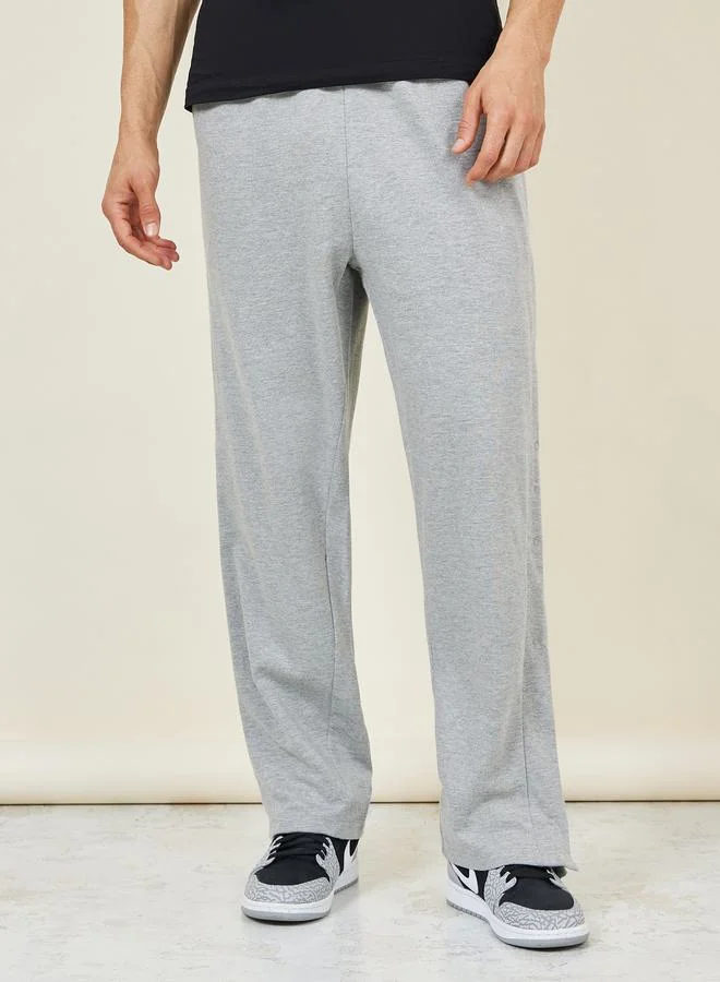 Styli Oversized Straight Leg Open Hem Jogger with Popper Button
