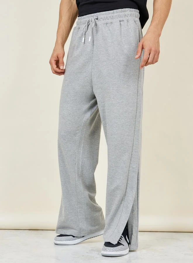 Styli Oversized Straight Leg Open Hem Jogger with Popper Button