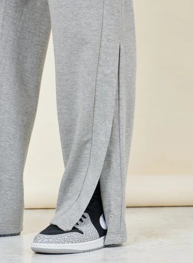 Styli Oversized Straight Leg Open Hem Jogger with Popper Button
