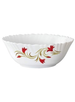 LARAH BY BOROSIL Larah by Borosil Fluted Series Red Lily Opalware Dinner Set | 25 Piece for Family of 6 | Microwave & Dishwasher Safe | Bone-Ash Free | Crockery Set for Dining & Gifting | Plates & Bowls | White  - Image 4