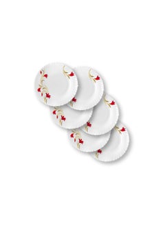 LARAH BY BOROSIL Larah by Borosil Fluted Series Red Lily Opalware Dinner Set | 25 Piece for Family of 6 | Microwave & Dishwasher Safe | Bone-Ash Free | Crockery Set for Dining & Gifting | Plates & Bowls | White  - Image 3