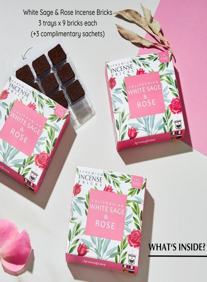 Aromafume White Sage and Rose Incense Bricks by Aromafume | 3x9 Bricks | Sage Incense for Cleansing Negative Energy & Protection | Sage for Smokeless Smudging & Spiritual Cleansing | Refill Pack - Image 2