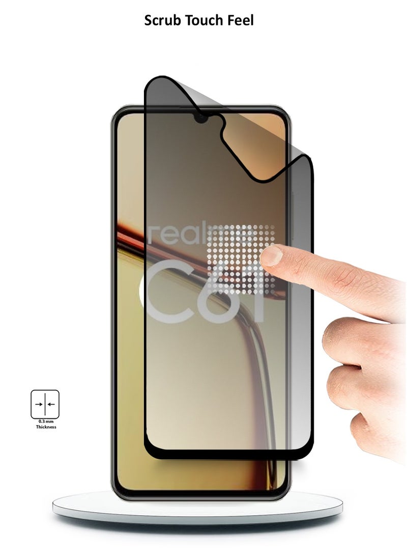 Wtech Realme C61 / Realme C63 4G 2024 Nano Ceramic Privacy Full Glue Full Cover Matte Flexible Screen Protector (MSCNMP) - Clear/Black - Image 3