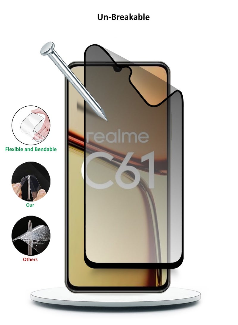 Wtech Realme C61 / Realme C63 4G 2024 Nano Ceramic Privacy Full Glue Full Cover Matte Flexible Screen Protector (MSCNMP) - Clear/Black - Image 4