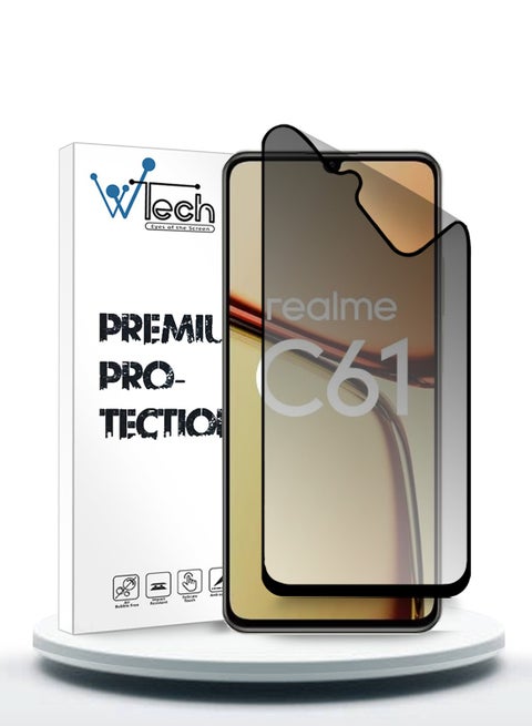 Realme C61 / Realme C63 4G 2024 Nano Ceramic Privacy Full Glue Full Cover Matte Flexible Screen Protector (MSCNMP) - Clear/Black